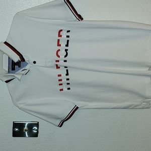Tommy Hilfiger Spellout Colorblock Polo size Large retro colorful
